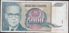 Yugoslavya 5000 Dinar 1992 Çok Temiz