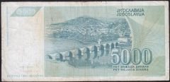 Yugoslavya 5000 Dinar 1992 Çok Temiz