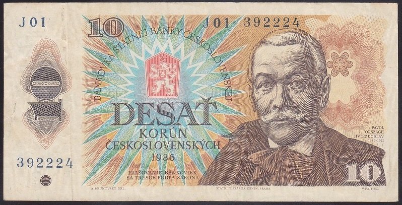 ÇEKOSLOVAKYA 10 KORUN J 01 ÇOK TEMİZ + eski para alan terler