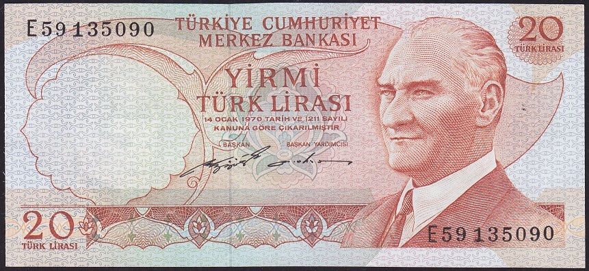 6.Emisyon 2.Tertip 20 Lira E59 135090 Çilaltı (Hafif Bombe var )