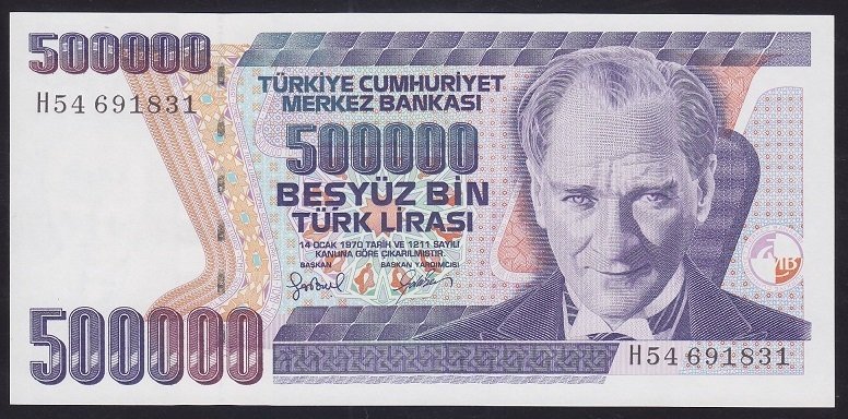 7.EMİSYON 4.TERTİP 500000 LİRA H54 691831 ÇİL