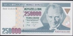 7.EMİSYON 1.TERTİP 250000 LİRA A43 715229 ÇİL
