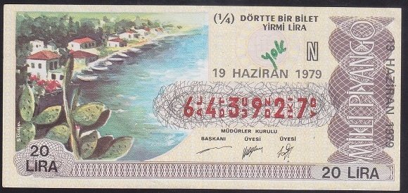 1979 19 HAZİRAN ÇEYREK BİLET N SERİSİ