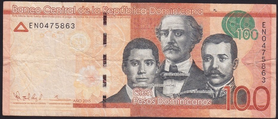 DOMİNİK CUMHURİYETİ 100 PESOS 2015 ÇOK TEMİZ