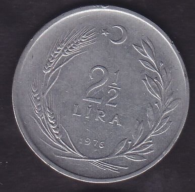 1976 Yılı 2.5 Lira TC lerden Biri Ters Diğeri Düz - Erör