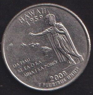 Amerika Çeyrek Dolar 2008 D Hatıra Hawaii