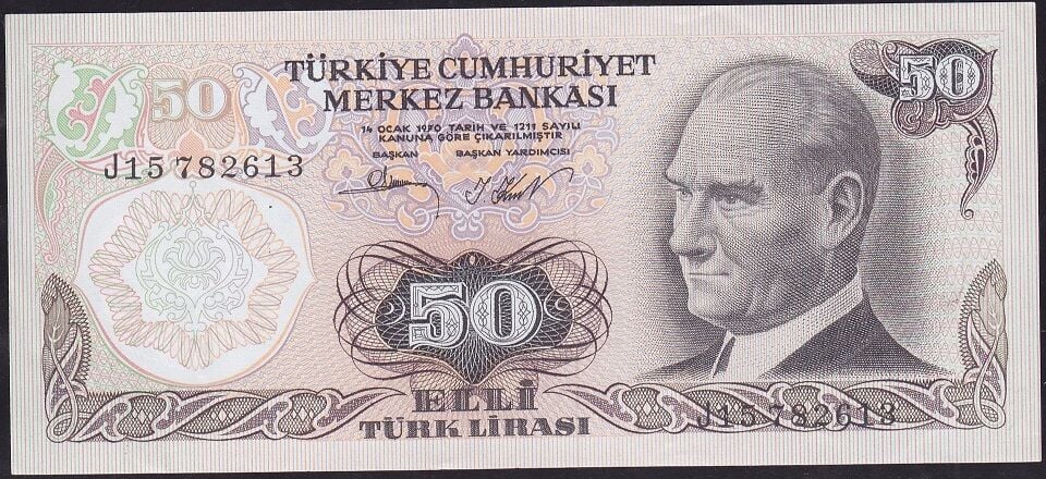 6.Emisyon 2.Tertip 50 Lira J15 782613 Çilaltı