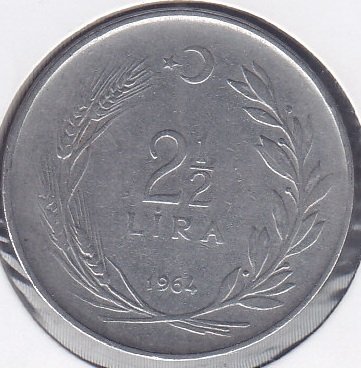 1964 YILI 2.5 LİRA ( DÜZ )