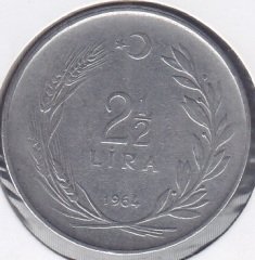 1964 YILI 2.5 LİRA ( DÜZ )