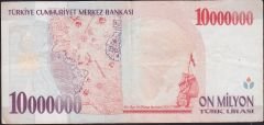 7.Emisyon 10 000 000 Lira C85 897365 Çok Temiz+