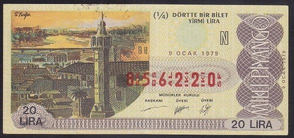 1979 9 OCAK ÇEYREK BİLET N SERİSİ