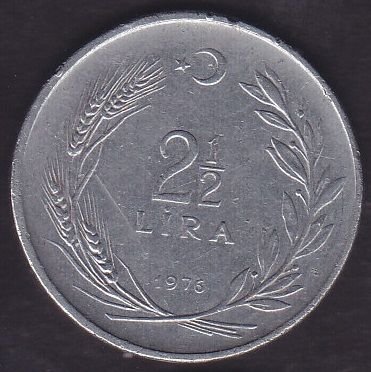 1976 Yılı 2.5 Lira Ters