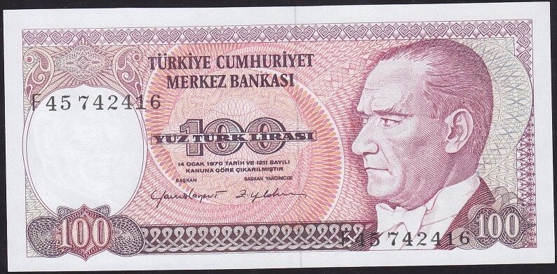 7.Emisyon 2.Tertip 100 Lira F45 742416 Çilaltı