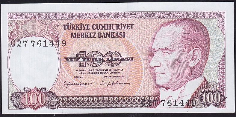 7.Emisyon 2.Tertip 100 Lira C27 761449 Çil