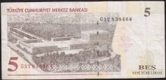 8.Emisyon 5 YTL G37 838464 Çok Temiz