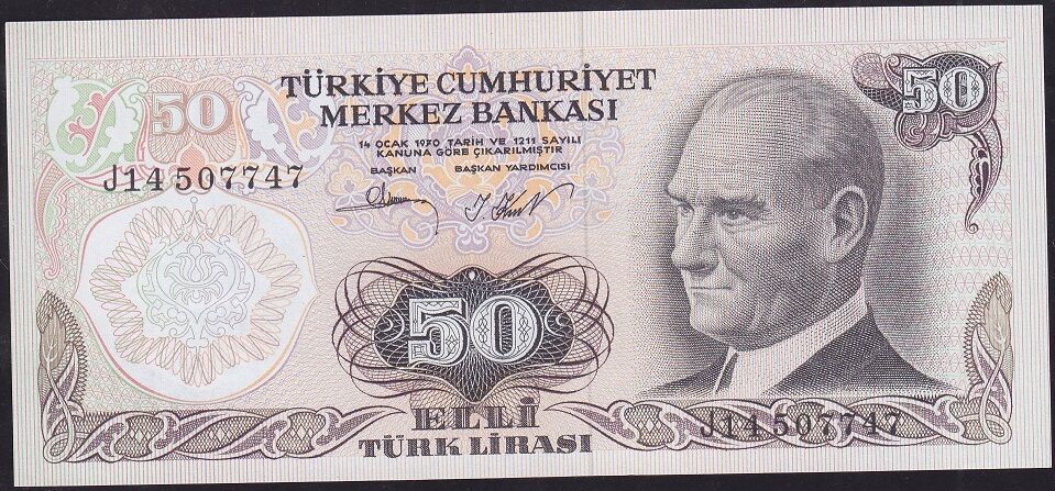 6.Emisyon 2.Tertip 50 Lira J14 507747 Çilaltı Çil