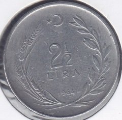 1964 YILI 2.5 LİRA ( TERS )