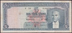 5.Emisyon 3.Tertip 5 Lira F28 018098 Çok Temiz