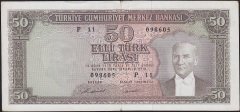 5.Emisyon 7.Tertip 50 Lira P11 098605 Çok Temiz +