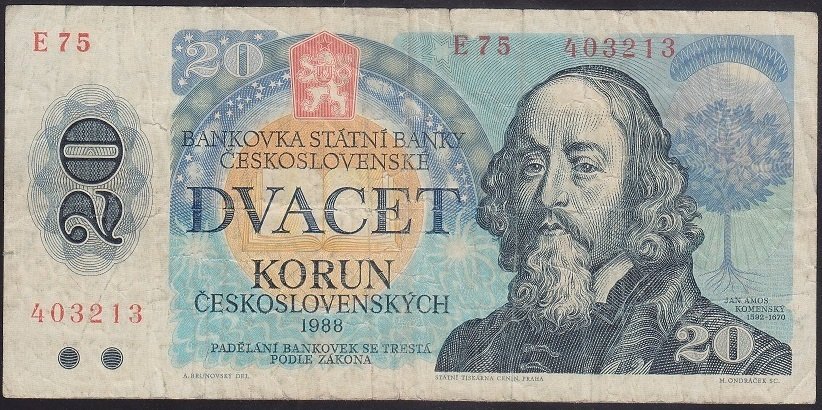 ÇEKOSLOVAKYA 20 KORUN 1988 TEMİZ