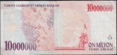 7.Emisyon 10 000 000 Lira C84 226752 Çok Temiz+