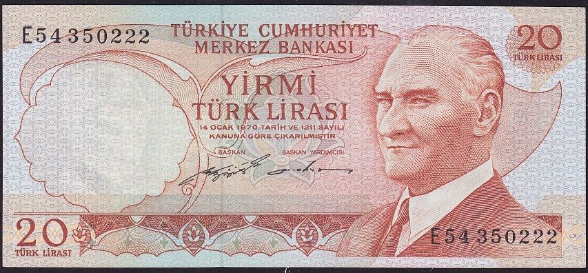 6.Emisyon 2.Tertip 20 Lira E54 350222 Çil