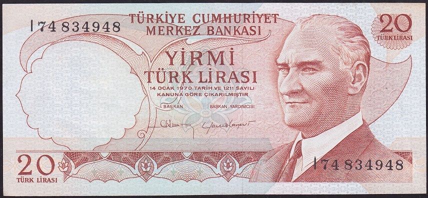 6.Emisyon 4.Tertip 20 Lira I74 834948 Ççt Çilaltı