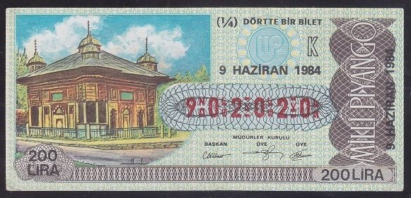 1984 9 HAZİRAN ÇEYREK BİLET K SERİSİ - 902020