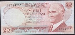 6.EMİSYON 4.TERTİP 20 LİRA I76 314735 ÇOK ÇOK TEMİZ +
