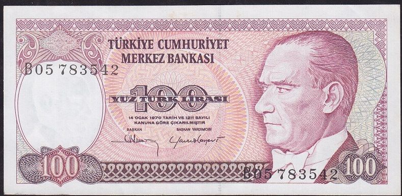 7.Emisyon 1.Tertip 100 Lira B05 783542 Çilaltı