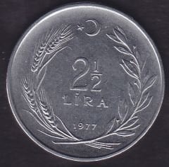 1977 Yılı 2.5 Lira Ters