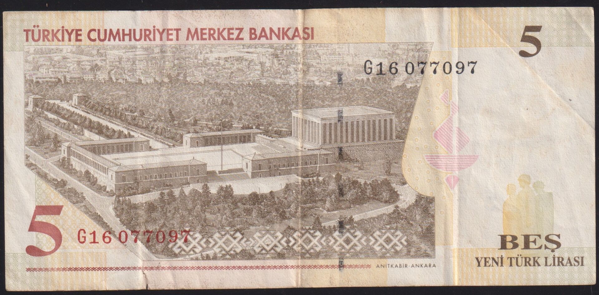 8.Emisyon 5 YTL G16 077097 Temiz