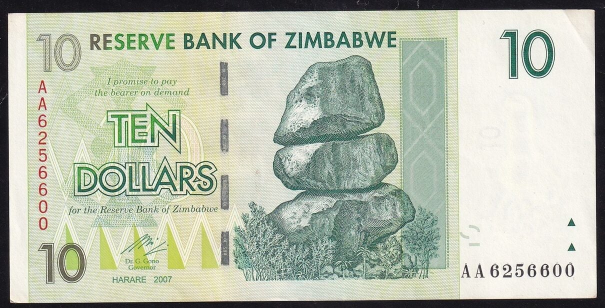Zimbabwe 10 Dolar 2007 Çilaltı Çil ( AA )