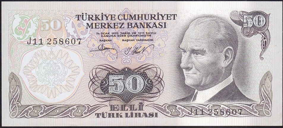 6.Emisyon 2.Tertip 50 Lira J11 258607 Çilaltı Çil