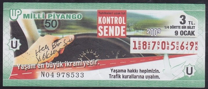 2009 9 OCAK ÇEYREK BİLET - U SERİSİ