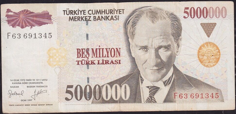 7.Emisyon 5 000 000 Lira F63 691345 Çok Temiz