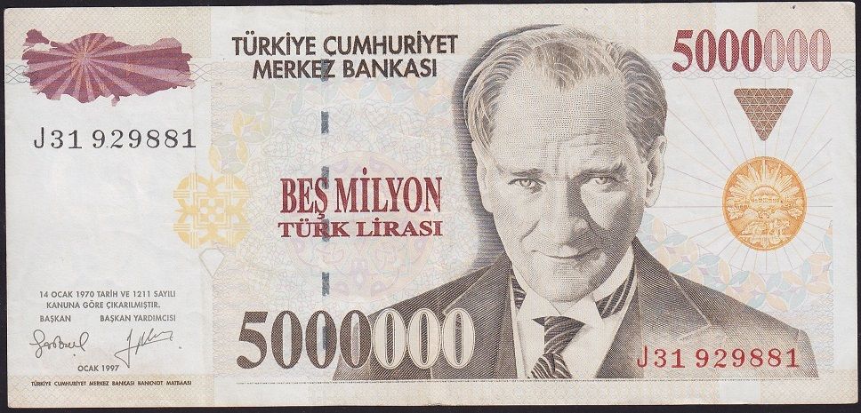 7.Emisyon 5 000 000 Lira J31 929881 Çok Temiz+