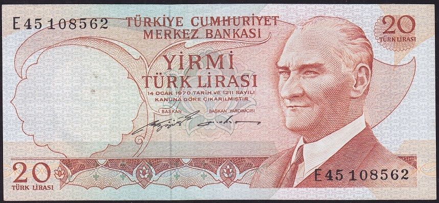 6.Emisyon 2.Tertip 20 Lira E45 108562 Çok Çok Temiz+