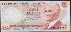 6.Emisyon 2.Tertip 20 Lira E45 108562 Çok Çok Temiz+