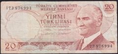 6.Emisyon 4.Tertip 20 Lira I73 876994 Çok Temiz