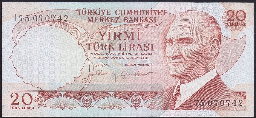 6.EMİSYON 4.TERTİP 20 LİRA I75 070742 ÇİLALTI (ORTADA KAT YOKTUR)