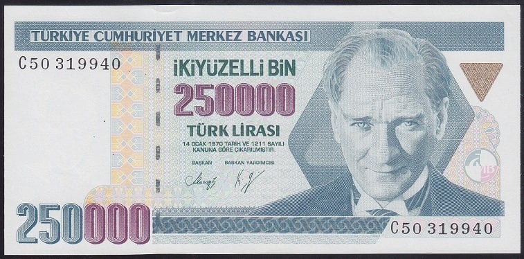 7.EMİSYON 1.TERTİP 250000 LİRA C50 319940 ÇİL