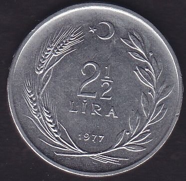 1977 Yılı 2.5 Lira Düz