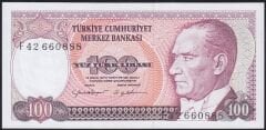 7.Emisyon 2.Tertip 100 Lira F42 660888 Çilaltı Çil