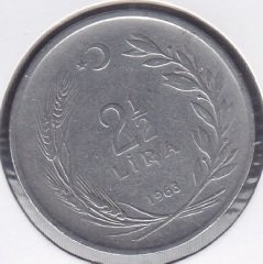 1963 YILI 2.5 LİRA ( DÜZ )