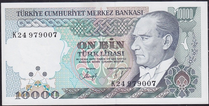 7.Emisyon 4.Tertip 10000 Lira K24 979007 Çilaltı
