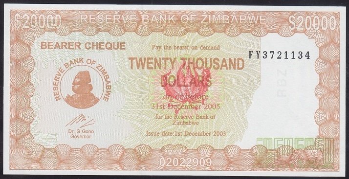 Zimbabwe 20000 Dolar 2005 ÇİL Pick 23