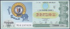 2000 19 KASIM ÇEYREK BİLET - U SERİSİ eski para