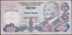 6.Emisyon 1.Tertip 1000 Lira A23 424219 Çok Temiz