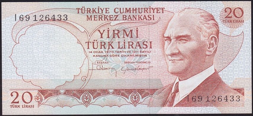 6.Emisyon 4.Tertip 20 Lira I69 126433 Çil